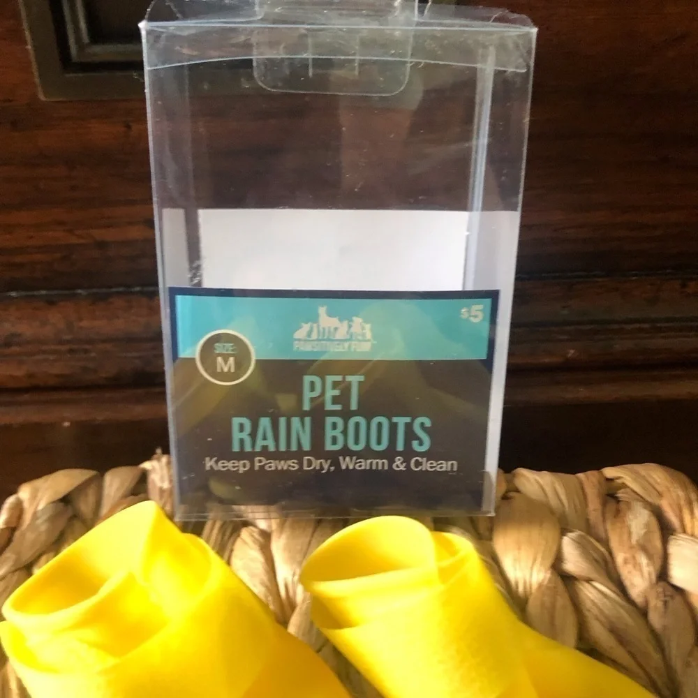 Yellow pet rain boots in size M